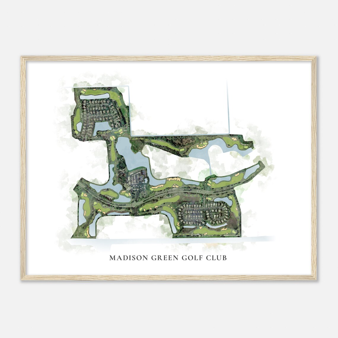 Madison Green Golf Club Elegant Watercolor Aerial Course Map Art Poster - Image 2