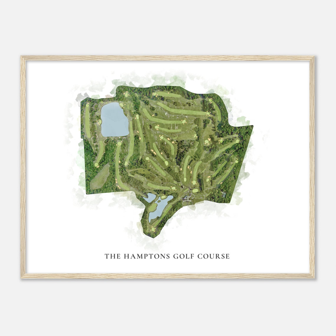 The Hamptons Golf Course Classic Watercolor Course Map Poster - Image 2