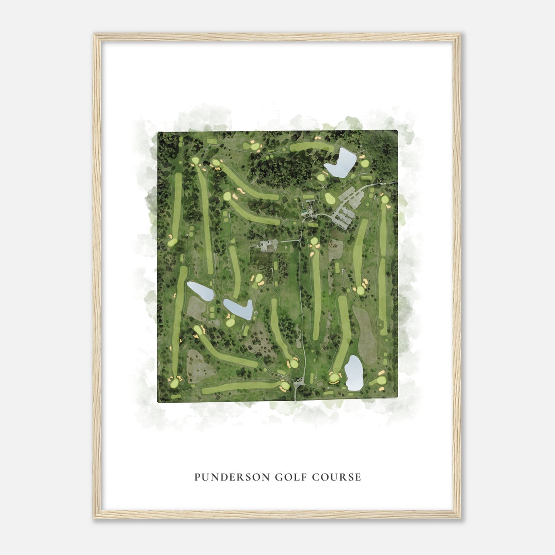 Punderson Golf Course Ohio Classic Watercolor Map Golfer Gift Golf Wall Art Golf Poster Print Course Layout - Image 2