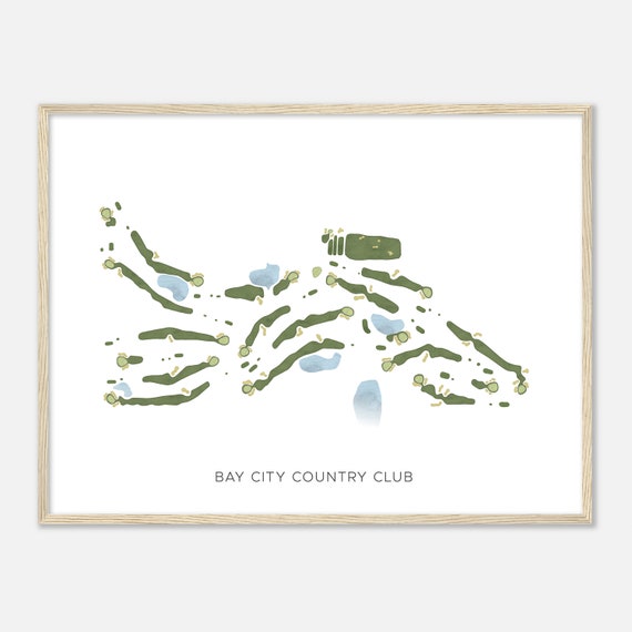 Bay City Country Club Michigan Modern Watercolor Map Golfer Gift Golf Wall Art Golf Poster Print Course Layout