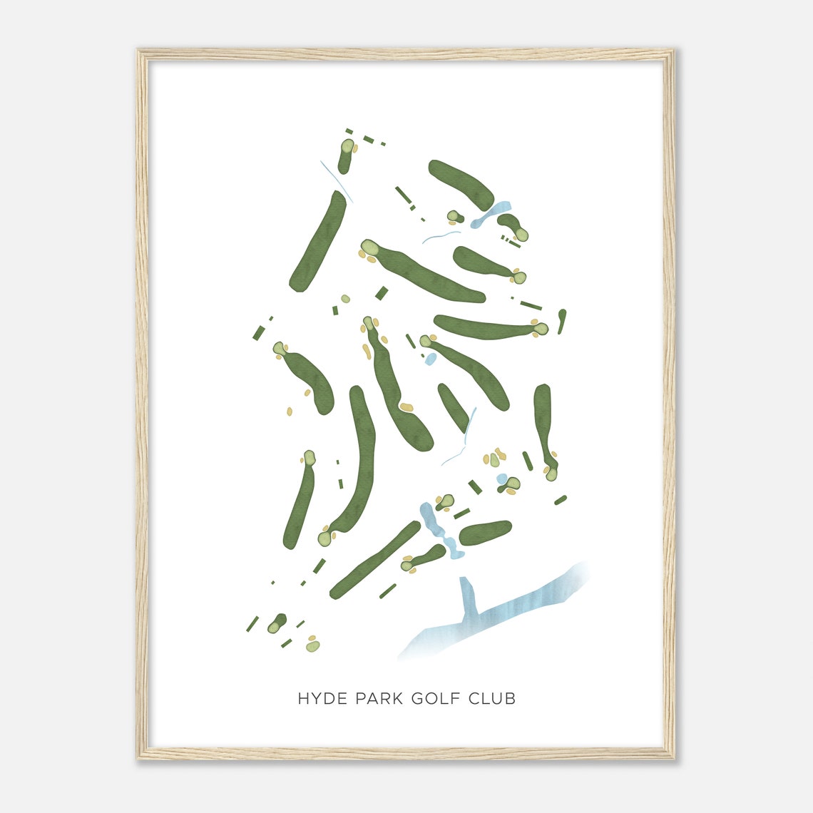 Hyde Park Golf Club Florida Modern Watercolor Course Map Poster - Image 2