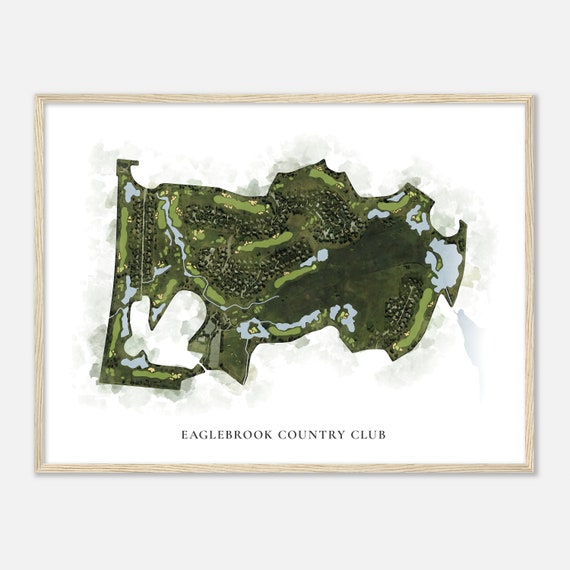Eaglebrook Country Club Illinois Classic Watercolor Map Golfer Gift Golf Wall Art Golf Poster Print Course Layout