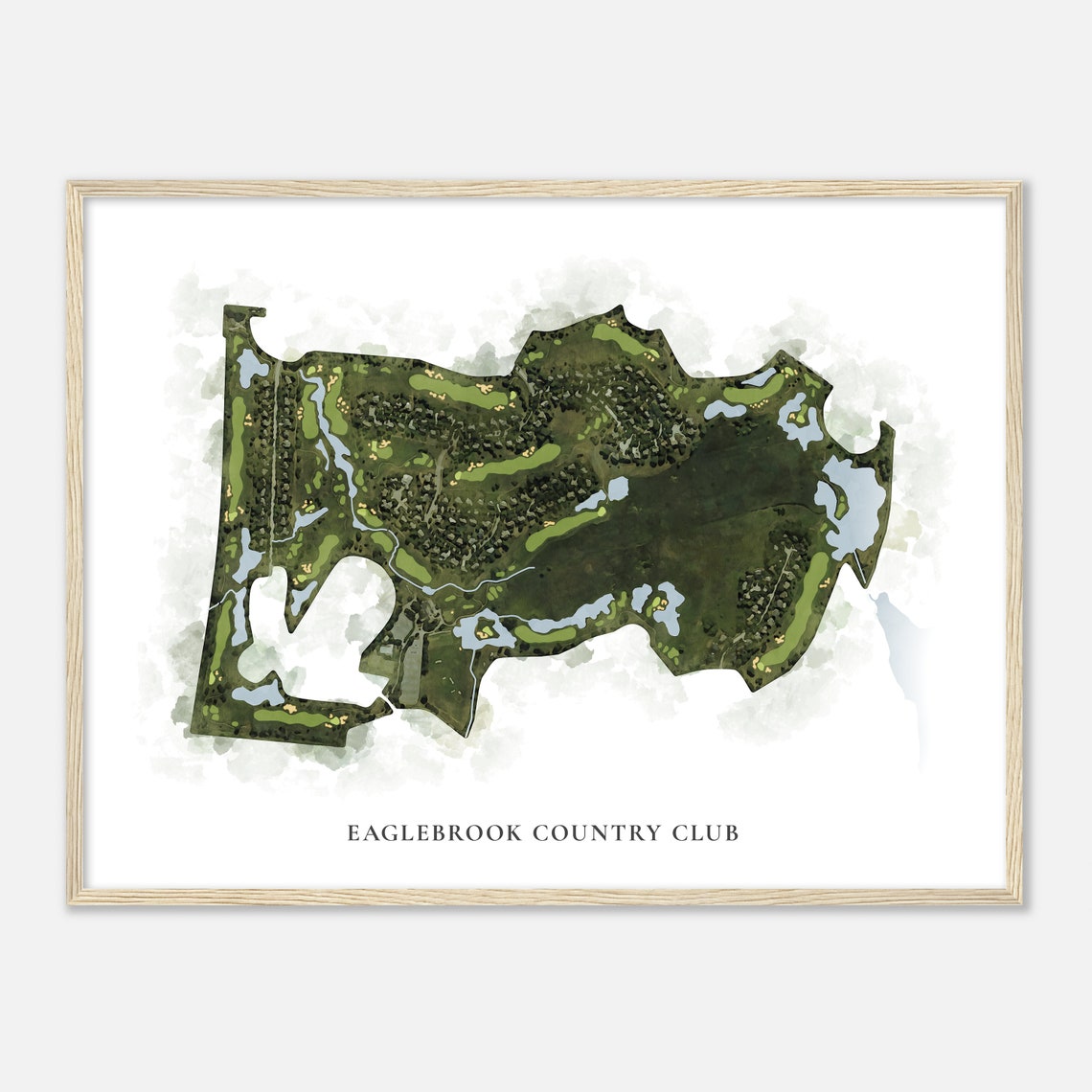Eaglebrook Country Club Illinois Watercolor Golf Course Map Poster