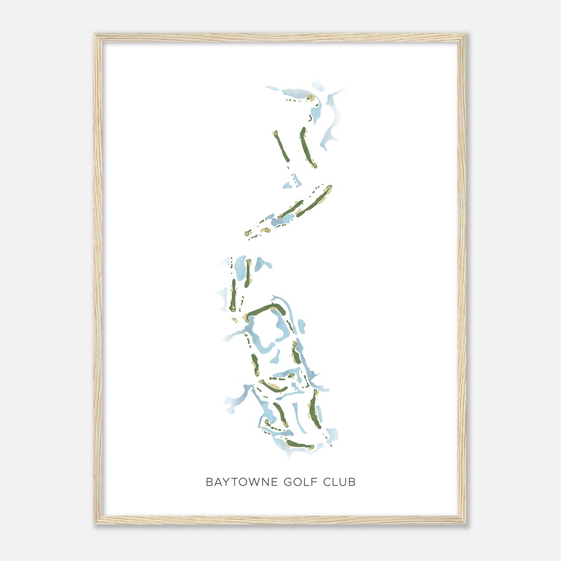 Baytowne Golf Club Florida Modern Watercolor Golf Map Poster