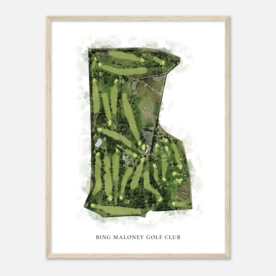 Bing Maloney Golf Club Detailed Course Map Aerial Art Sports Poster