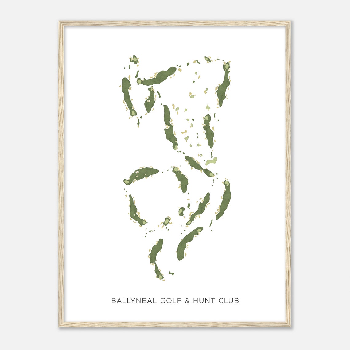 Ballyneal Golf and Hunt Club Watercolor Course Fairway Map Art Poster
