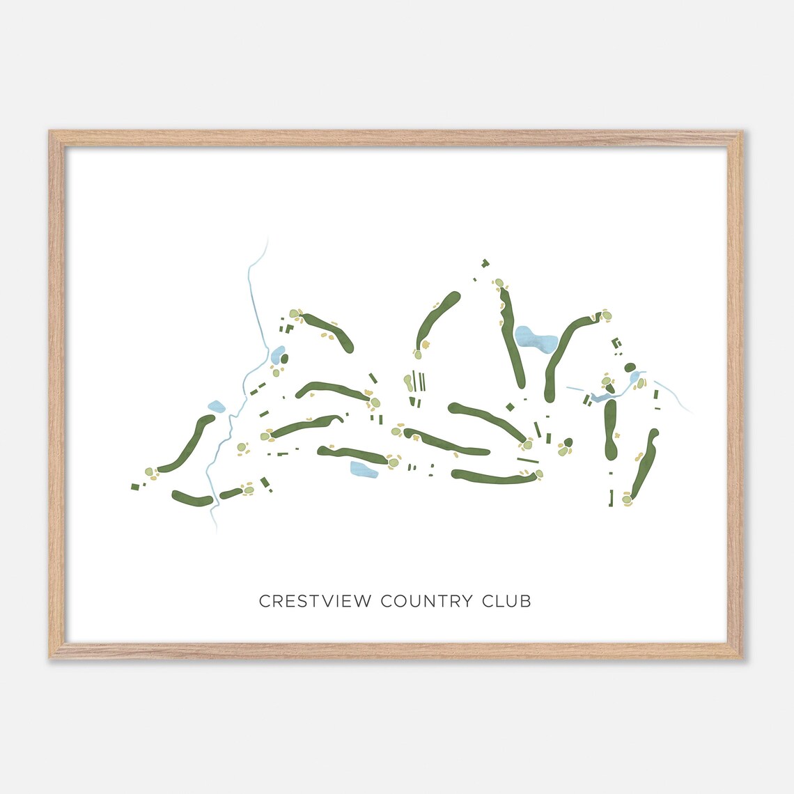 Crestview Country Club Massachusetts Modern Watercolor Map Poster
