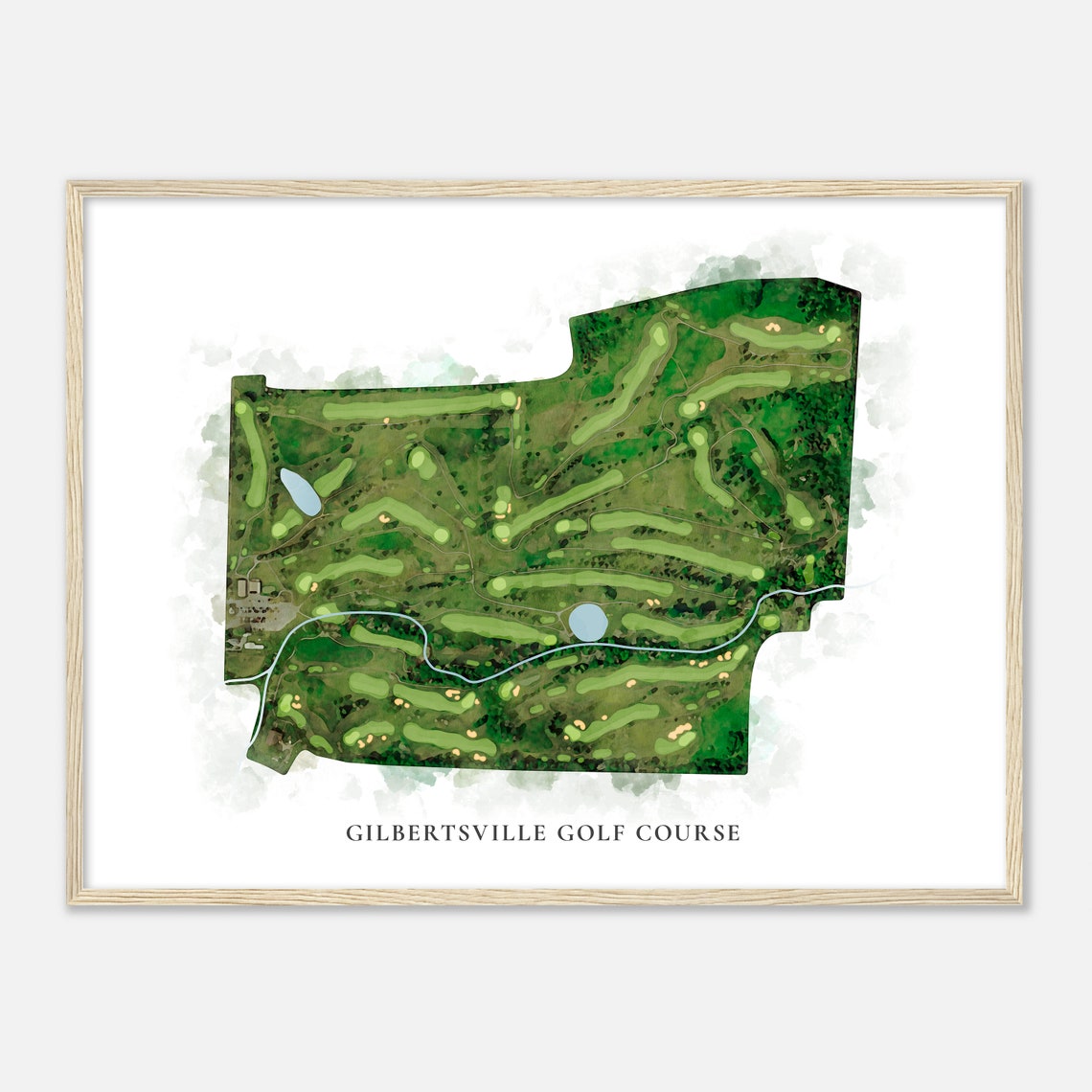 Gilbertsville Golf Course Classic Watercolor Golf Course Map Poster
