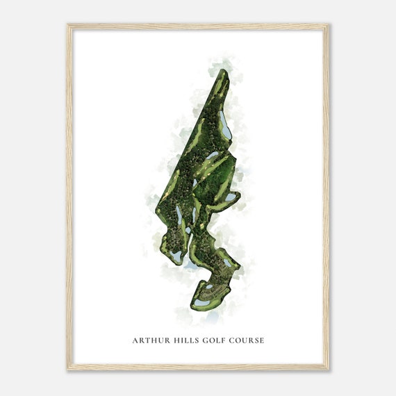 Arthur Hills Golf Course South Carolina Classic Watercolor Map Golfer Gift Golf Wall Art Golf Poster Print Course Layout