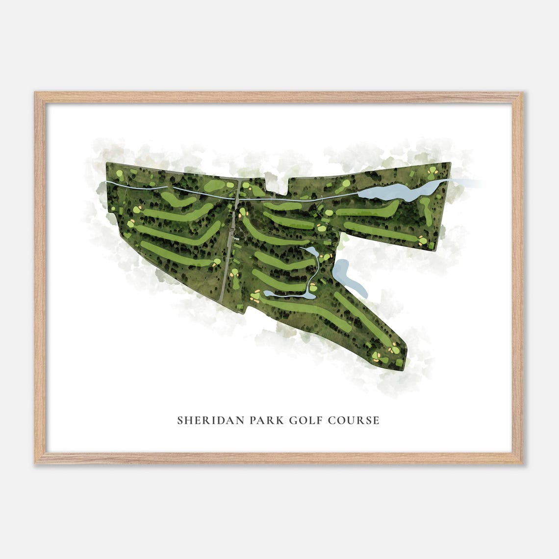 Sheridan Park Golf Course New York Aerial Watercolor Map Poster