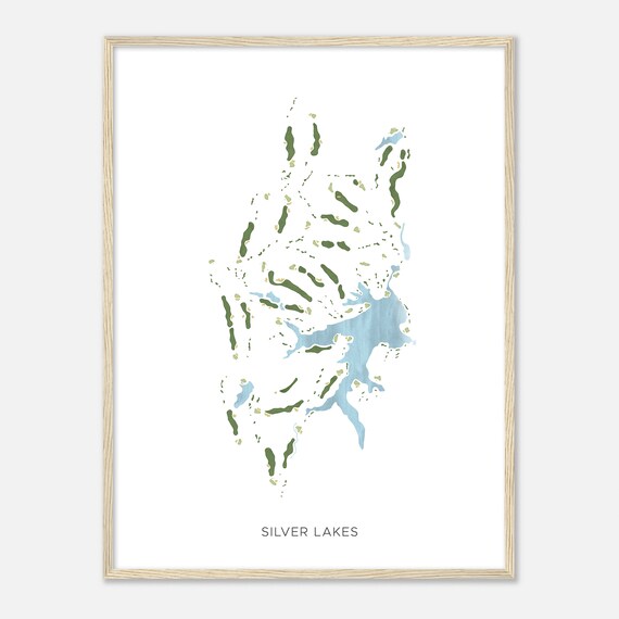 Silver Lakes Alabama Modern Watercolor Golf Course Map Poster
