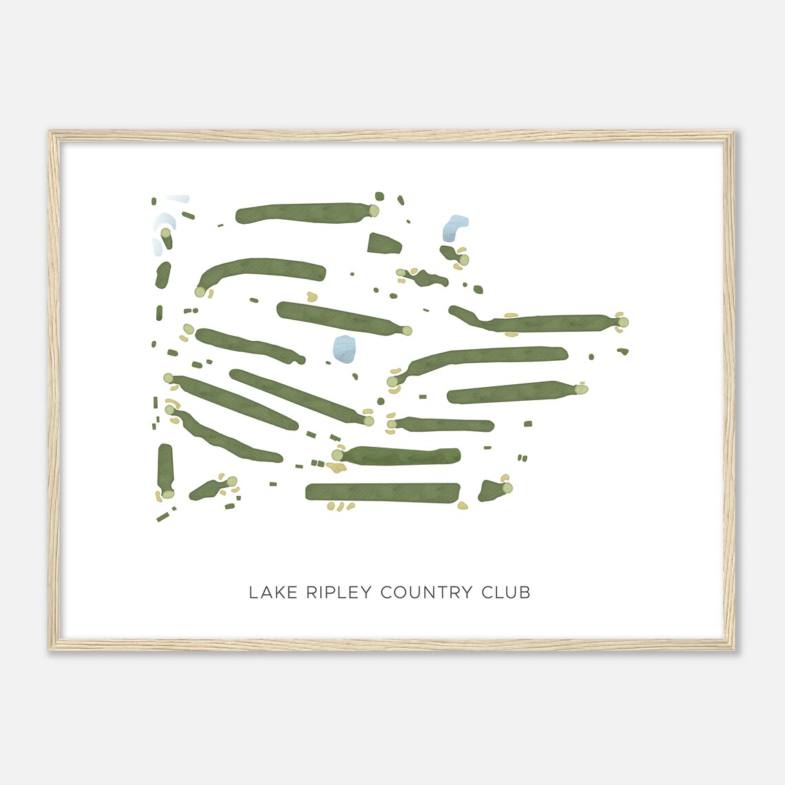 Lake Ripley Country Club Minimalist Watercolor Map Gift Wall Art