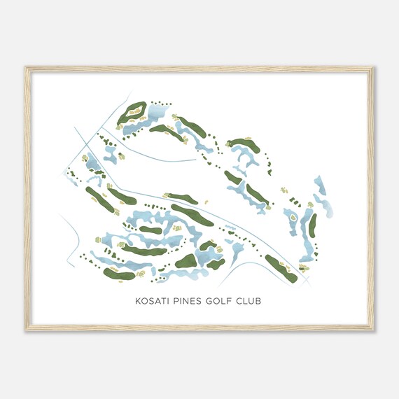Kosati Pines Golf Club Modern Minimalist Watercolor Map Poster