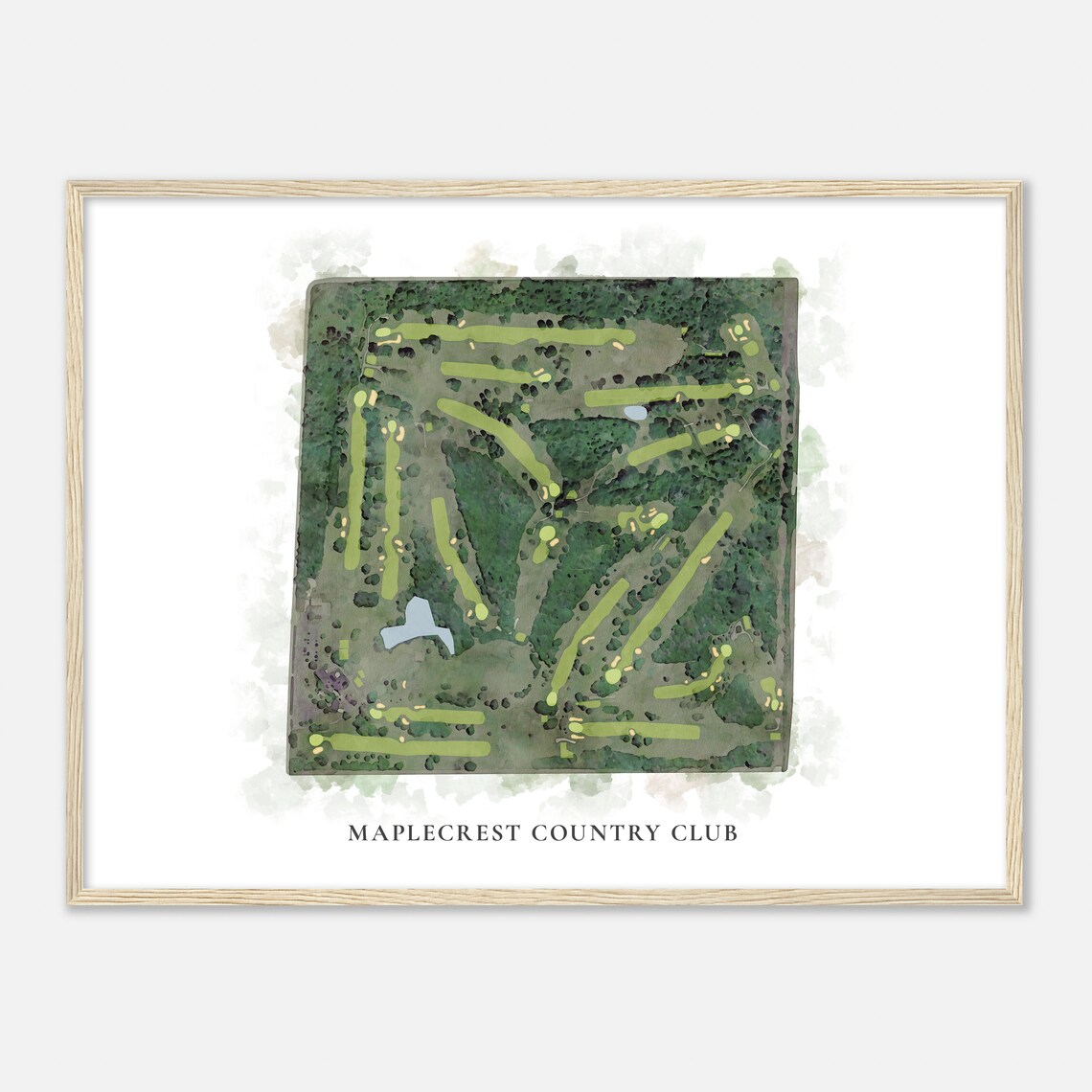 Maplecrest Country Club Classic Watercolor Aerial Golf Map Poster - Image 2