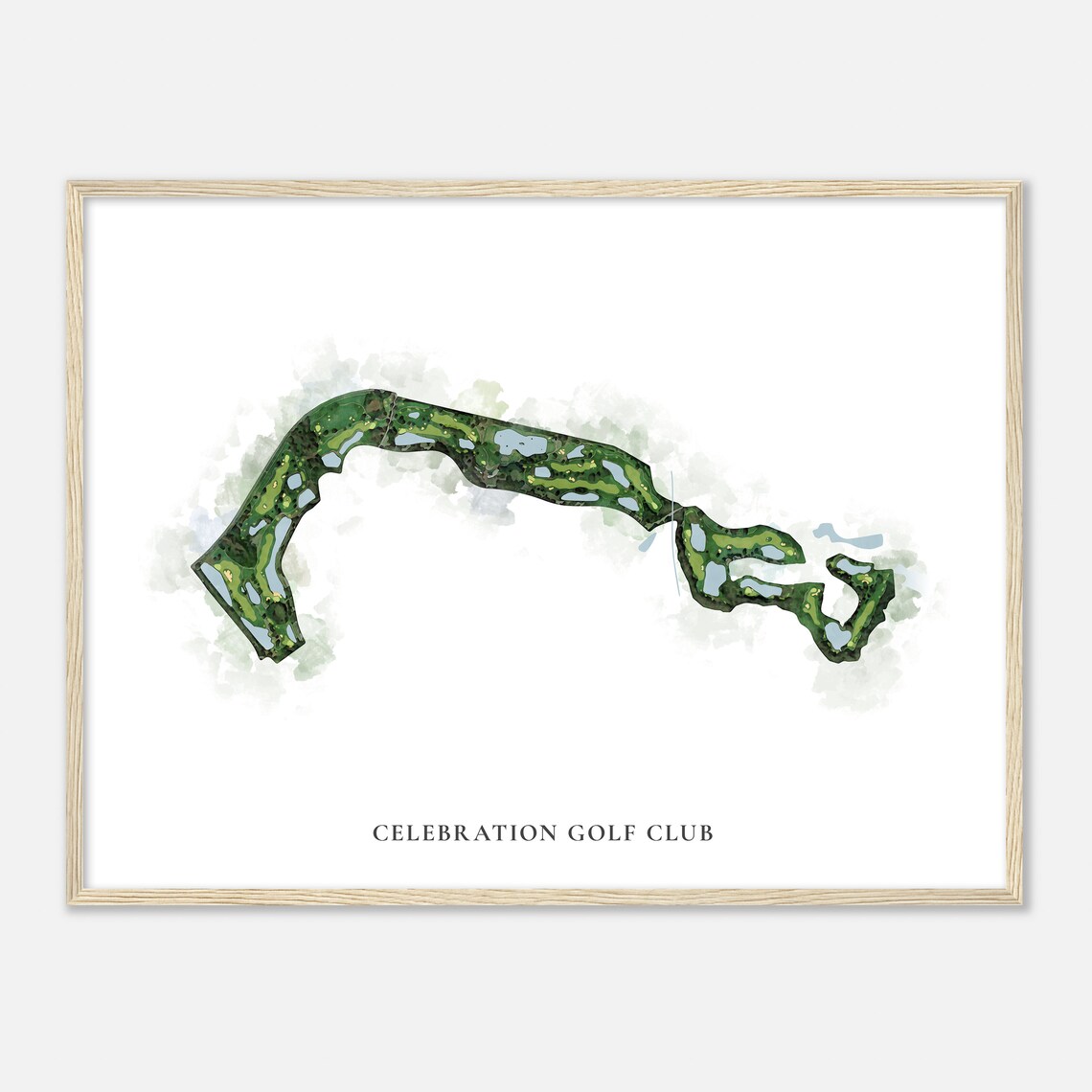 Celebration Golf Club Florida Classic Watercolor Golf Course Map Poster