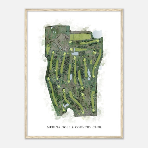 Medina Golf Country Club Minnesota Classic Watercolor Map Golfer Gift Golf Wall Art Golf Poster Print Course Layout