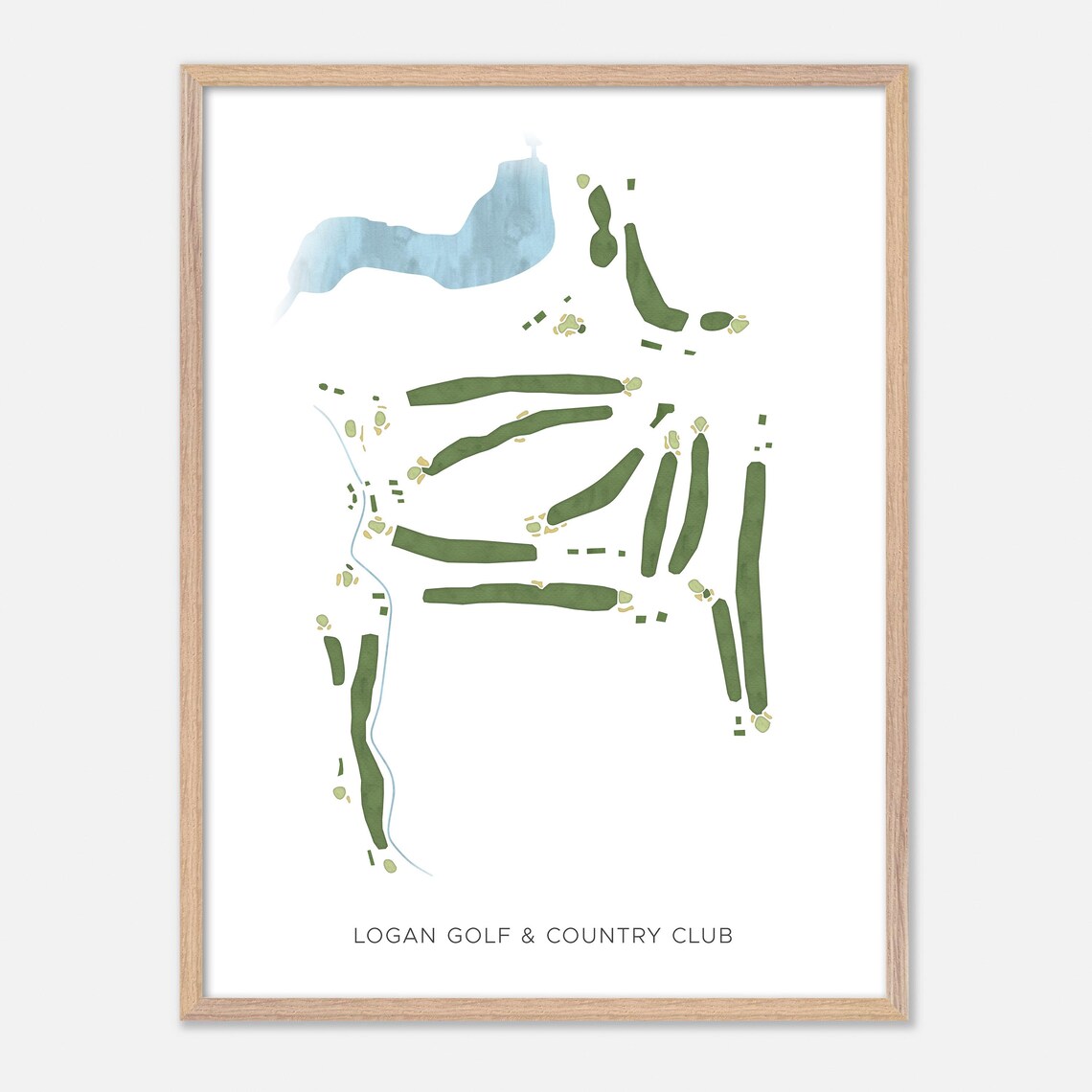 Logan Golf & Country Club Utah Modern Watercolor Course Map Poster - Image 6