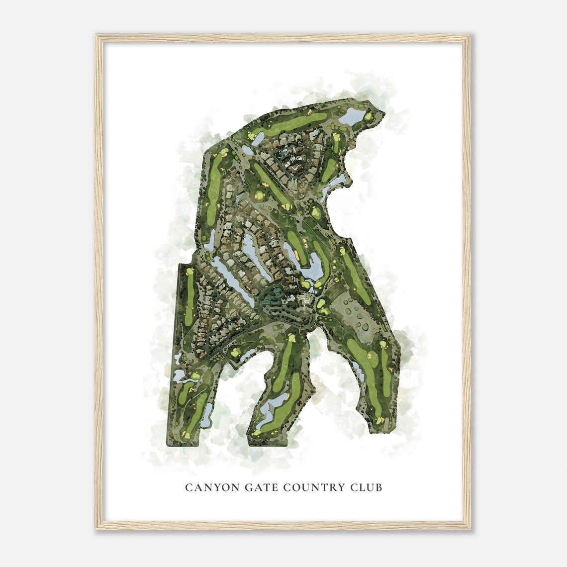 Canyon Gate Country Club Classic Watercolor Golf Course Map Poster - Image 2