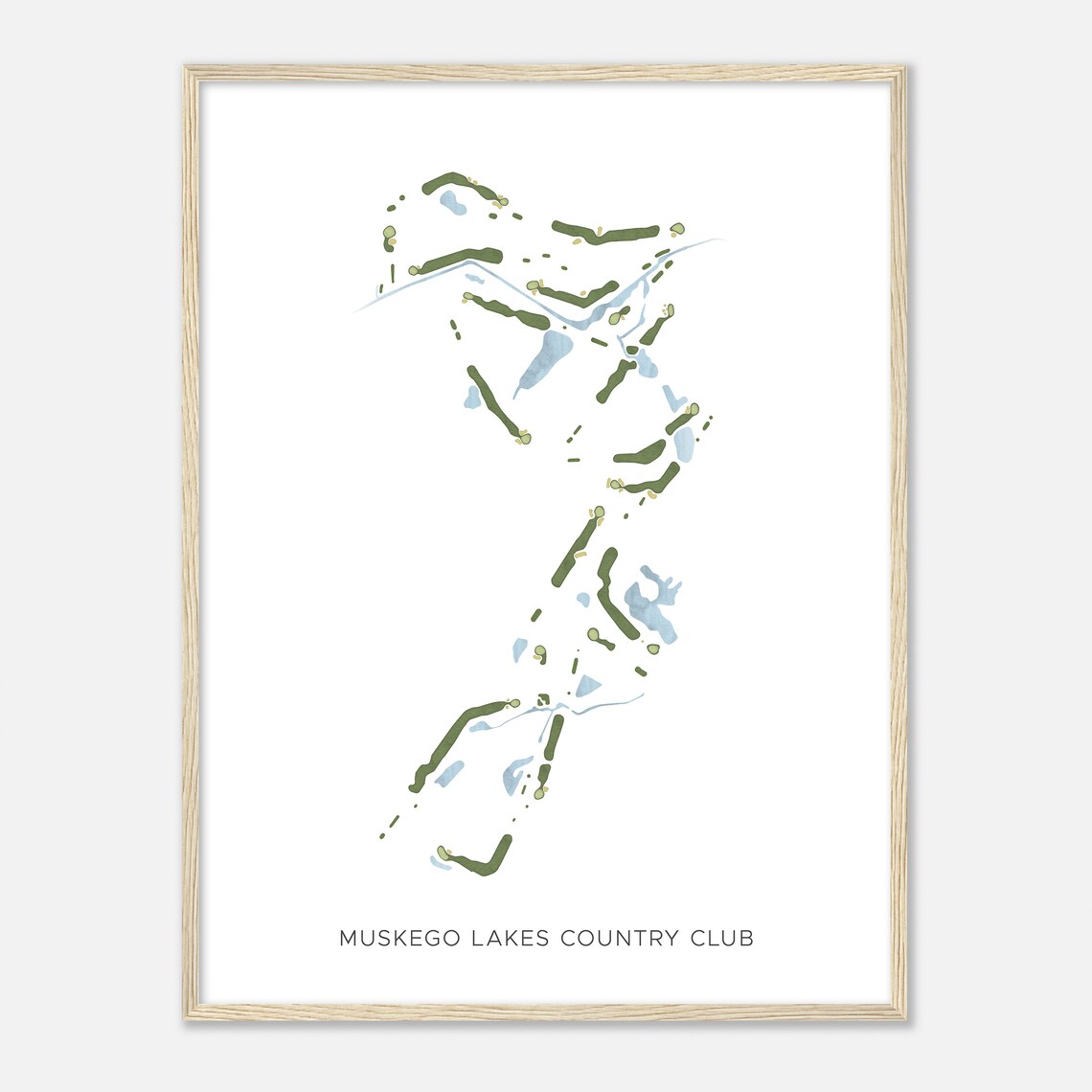 Muskego Lakes Country Club Minimalist Watercolor Course Map Poster - Image 2