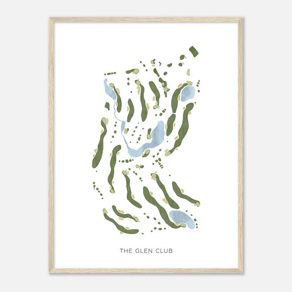 The Glen Club Illinois Modern Watercolor Map Golfer Gift Golf Wall Art Golf Poster Print Course Layout