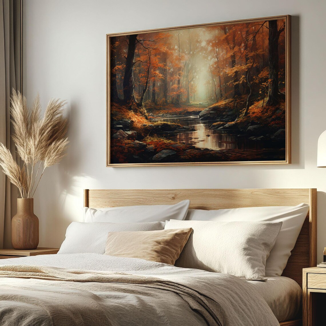 Vintage Autumn Forest Stream Art Print, Fall Landscape - Image 2