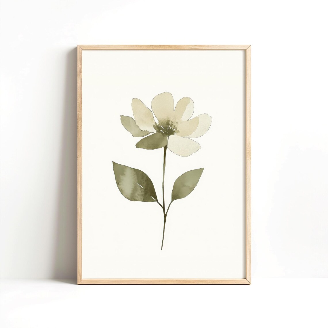 Ivory Wildflower Watercolor Painting Minimalist Floral Poster