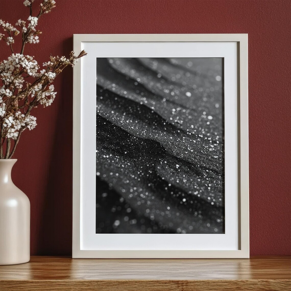 Black White Beach Sand, Minimalist Seashore Art Print - Image 3