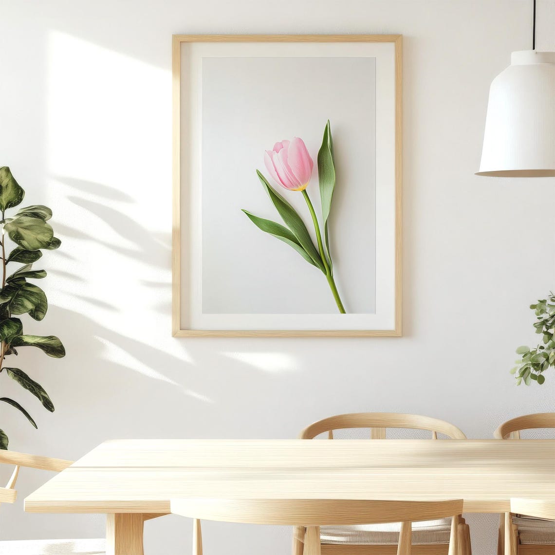 Pink Tulip Single Stem Minimalist Floral Botanical Spring Wall Art - Image 5