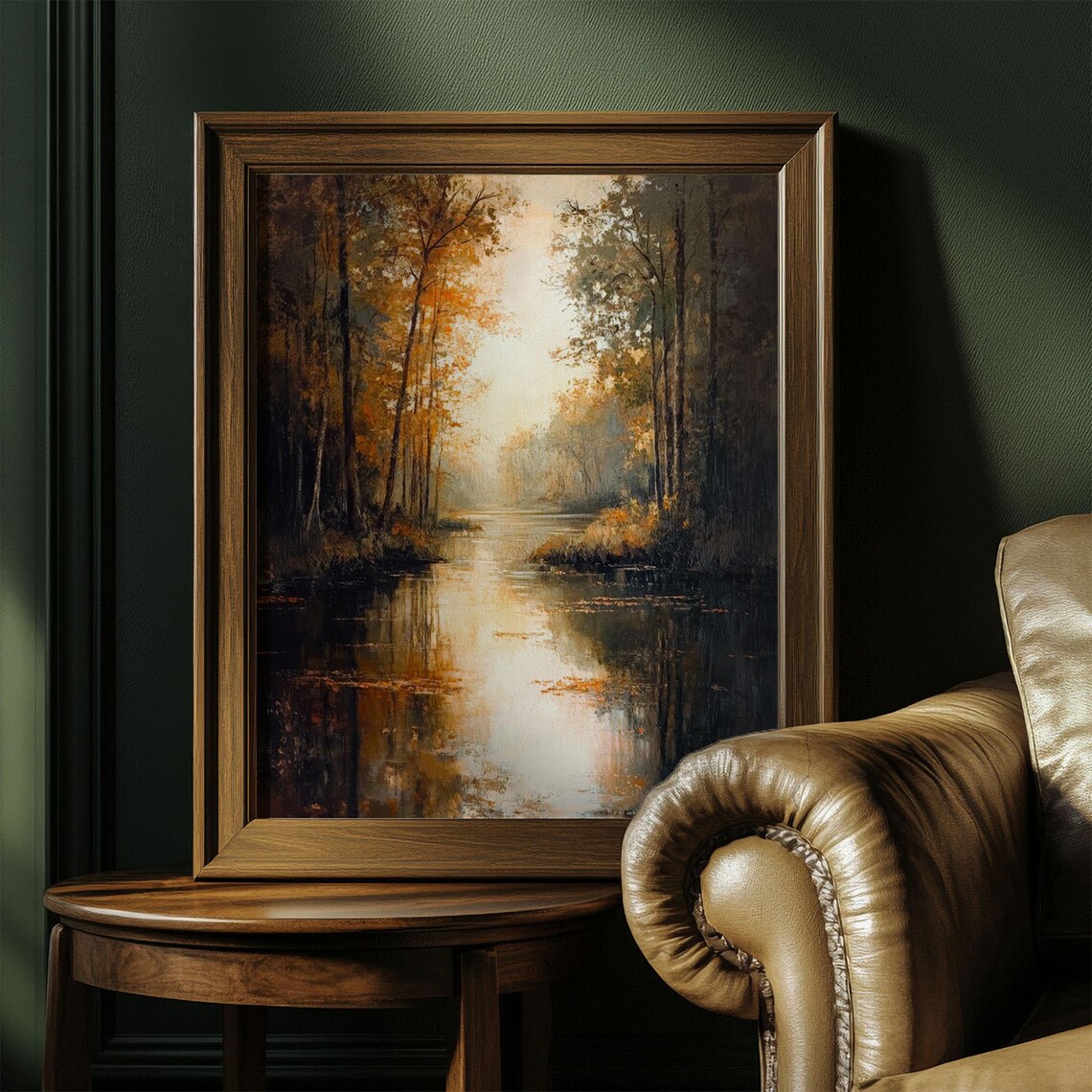 Golden Autumn Lake Reflections Tranquil Fall Woodland Water Poster - Image 3