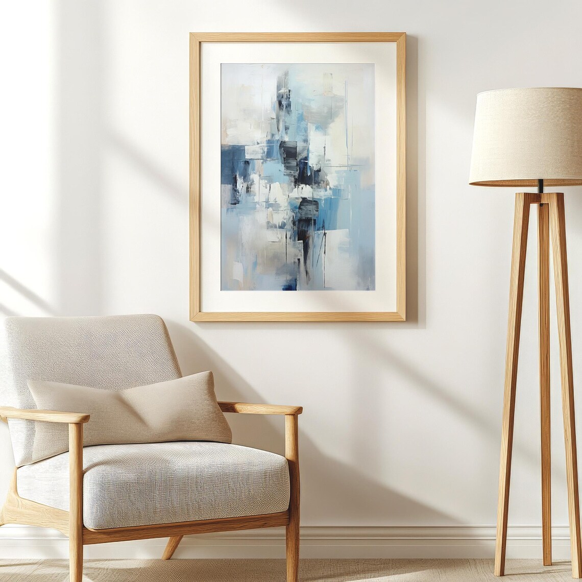 Blue and Gray Abstract Minimalist Art Print - Image 3