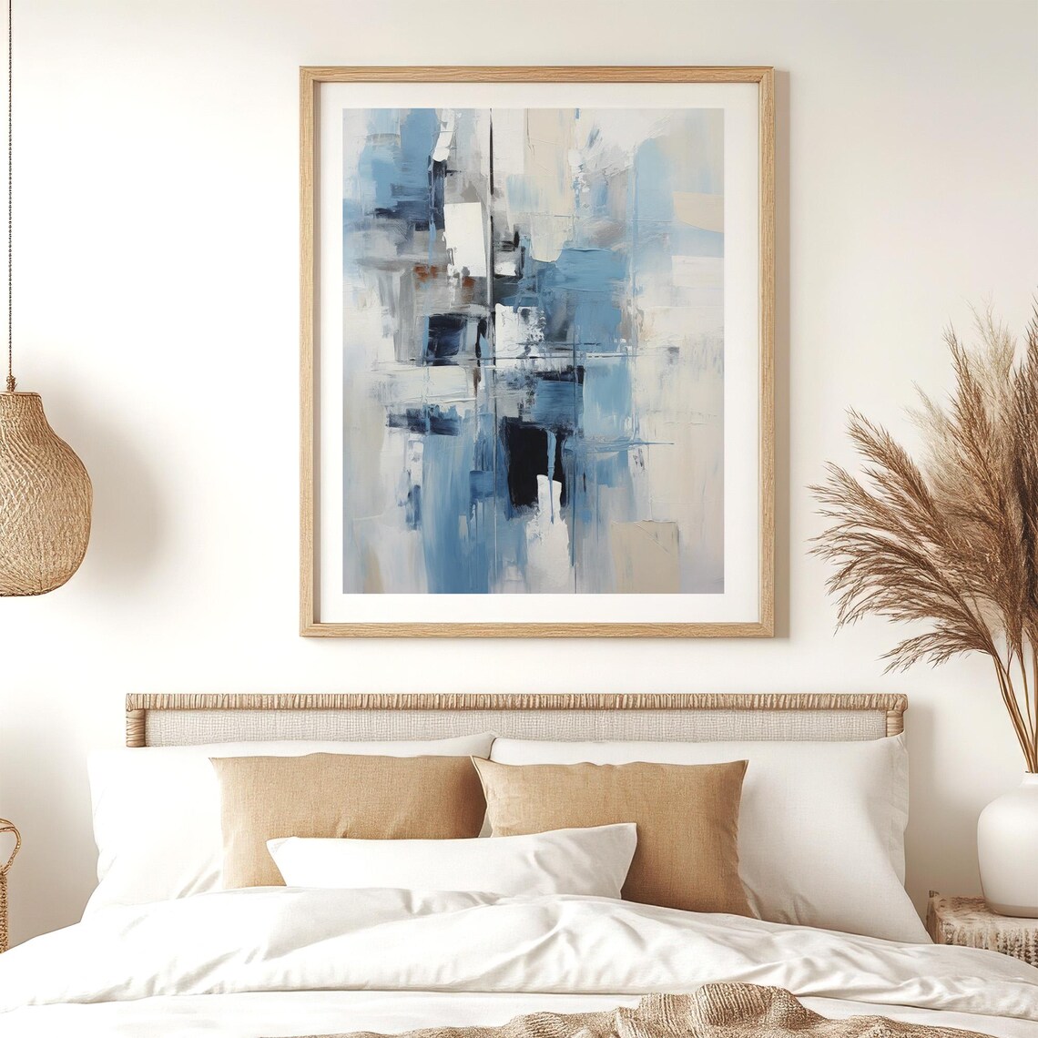 Textured Blue And White Abstract Layers Modern Coastal Art Poster - Image 2