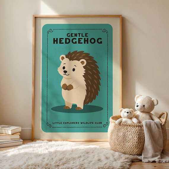Gentle Hedgehog Woodland Nursery Poster Cozy Animal Wall Decor Baby Room Print Unique Gift Idea