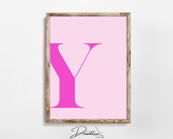 Letter Y Wall Art Preppy Room Decor Y Initial Poster Cute Apartment Decor College Dorm Decor Light Pink Art Teen Girl Room