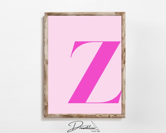 Letter Z Wall Art Preppy Room Decor Z Initial Poster Cute Apartment Decor College Dorm Decor Light Pink Art Teen Girl Room