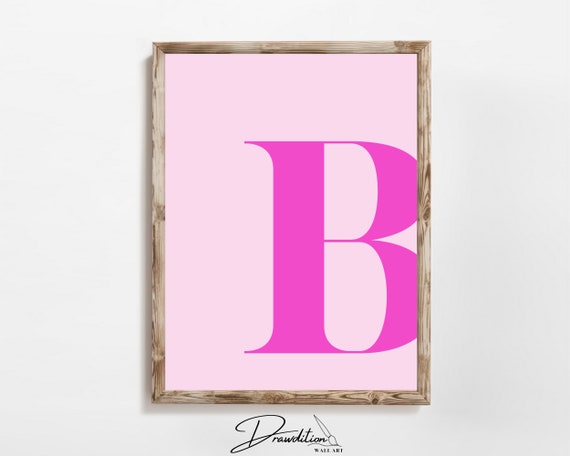 Letter B Wall Art Preppy Room Decor B Initial Poster Cute Apartment Decor College Dorm Decor Light Pink Art Teen Girl Room