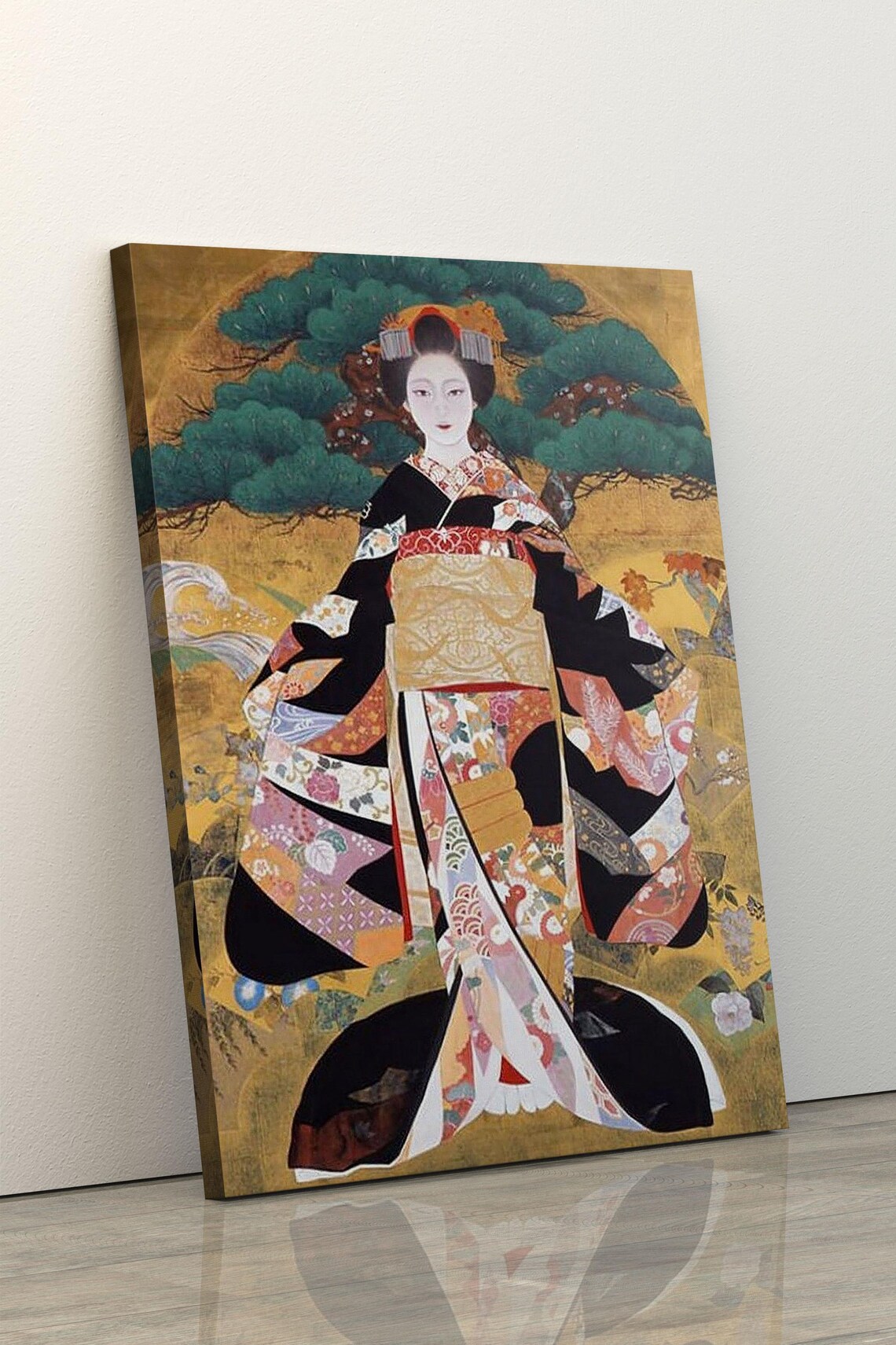 Japanese Courtesan in a Golden Kimono Traditional Beauty Art Poster - Image 5