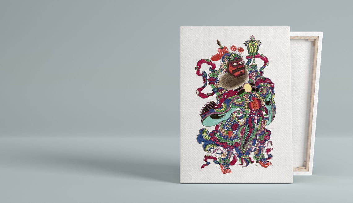 Colorful Chinese Mythological Warrior Guardian Deity Art Poster - Image 3
