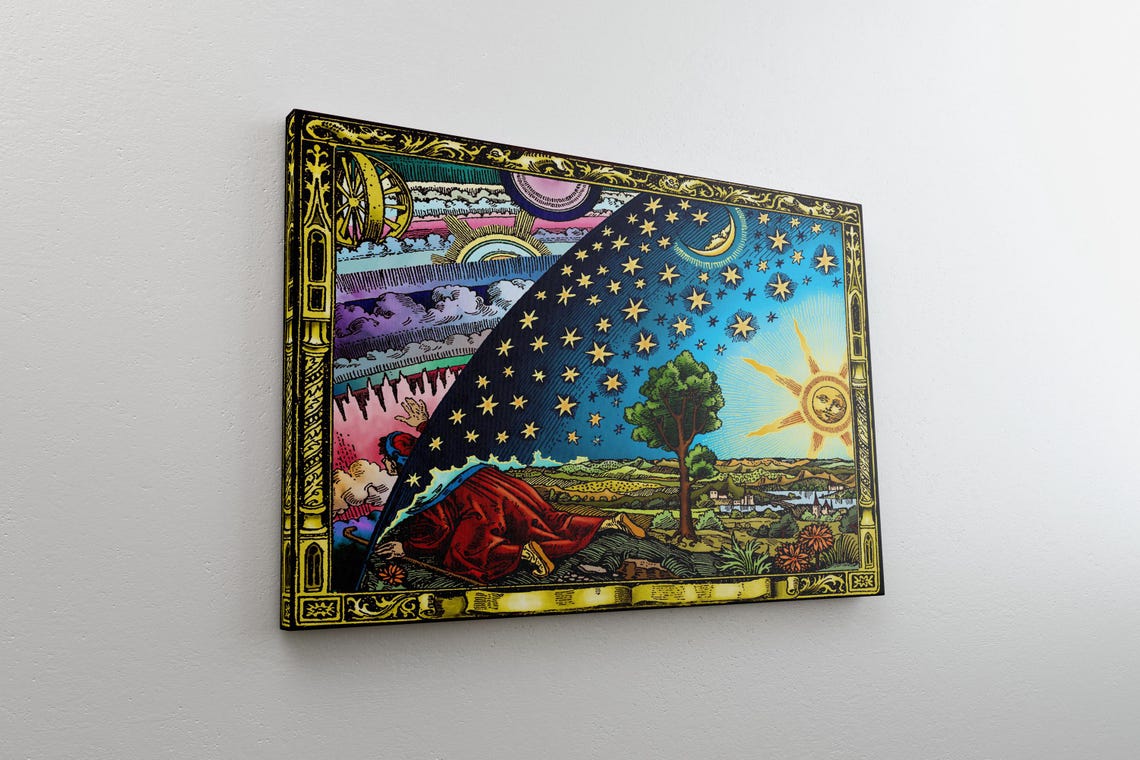 Flammarion Engraving Man Looking Beyond The Starry Sky Art Poster