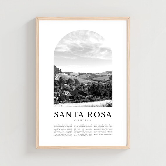 Santa Rosa California Wine Country Black White Arch Photo Poster