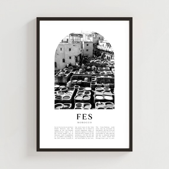 Fes Morocco Tannery Dye Pits Black and White Photography Poster