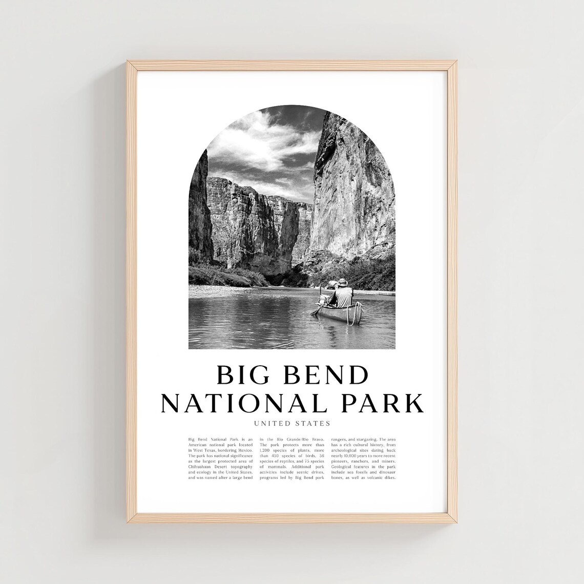 Big Bend National Park Canyon River Canoe Trip Travel Poster