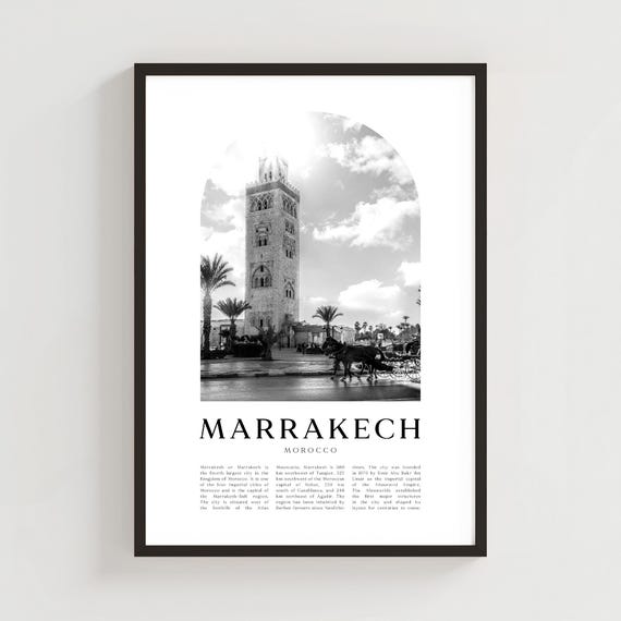 Marrakech Travel Poster Print Wall Art Morocco City Gift Decor Af80m
