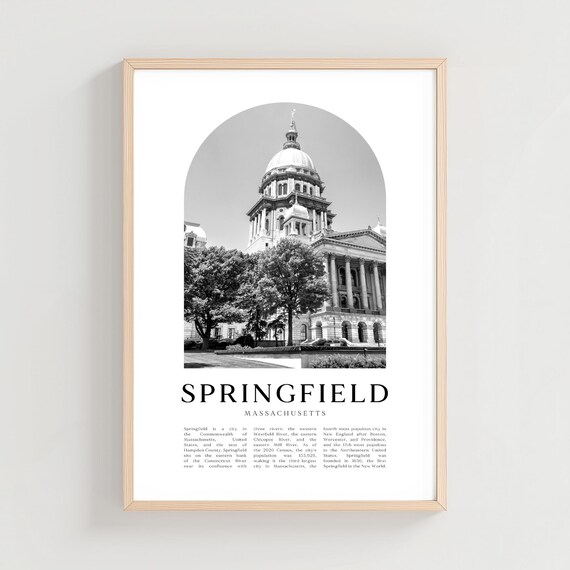 Springfield Massachusetts Vintage Black and White City Photo Poster