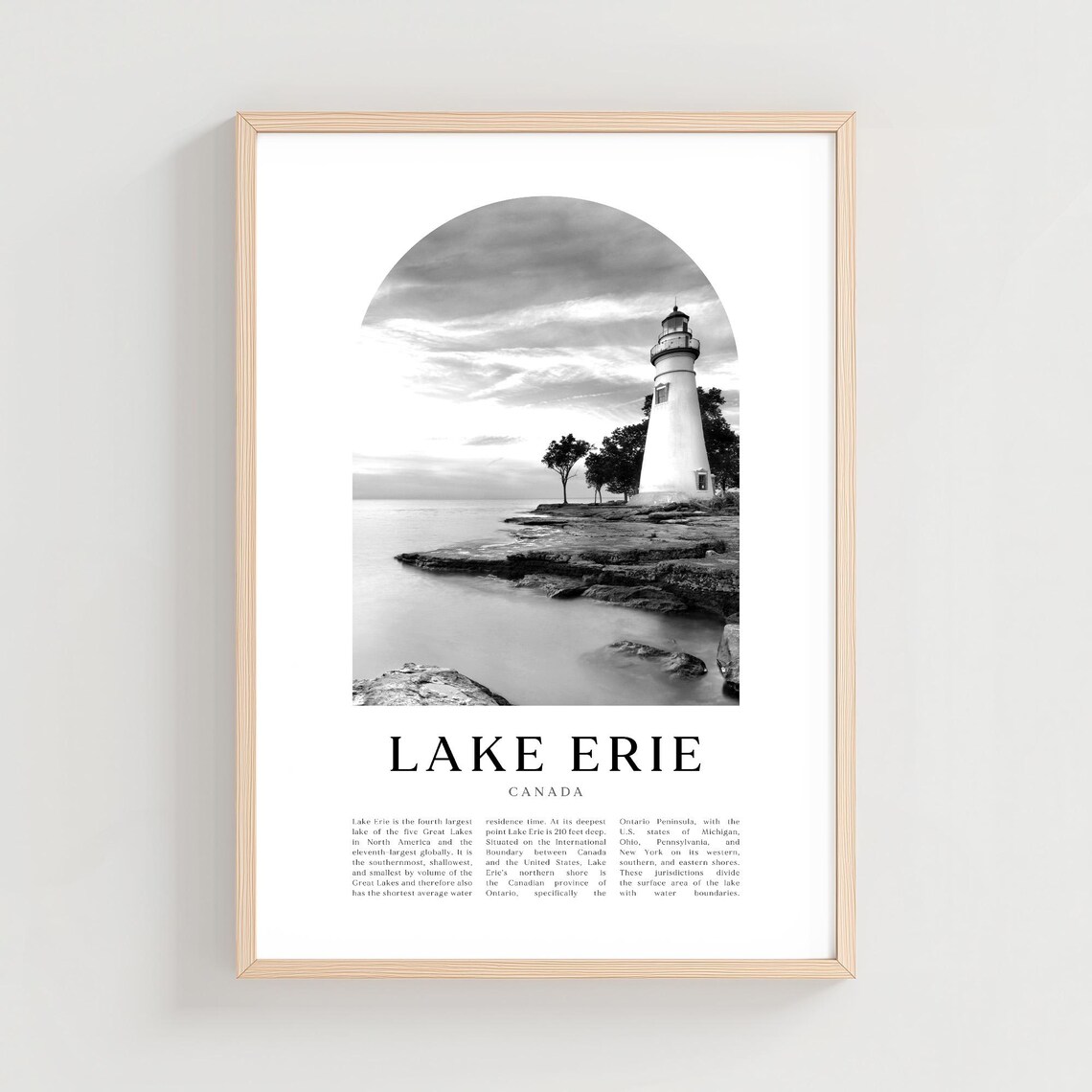 Lake Erie Lighthouse Black And White Photography Travel Poster
