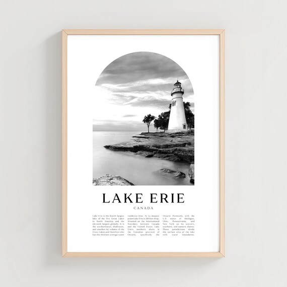 Lake Erie Lighthouse Black And White Photography Travel Poster