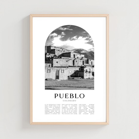 Pueblo Colorado Historic Adobe Buildings Black and White Poster