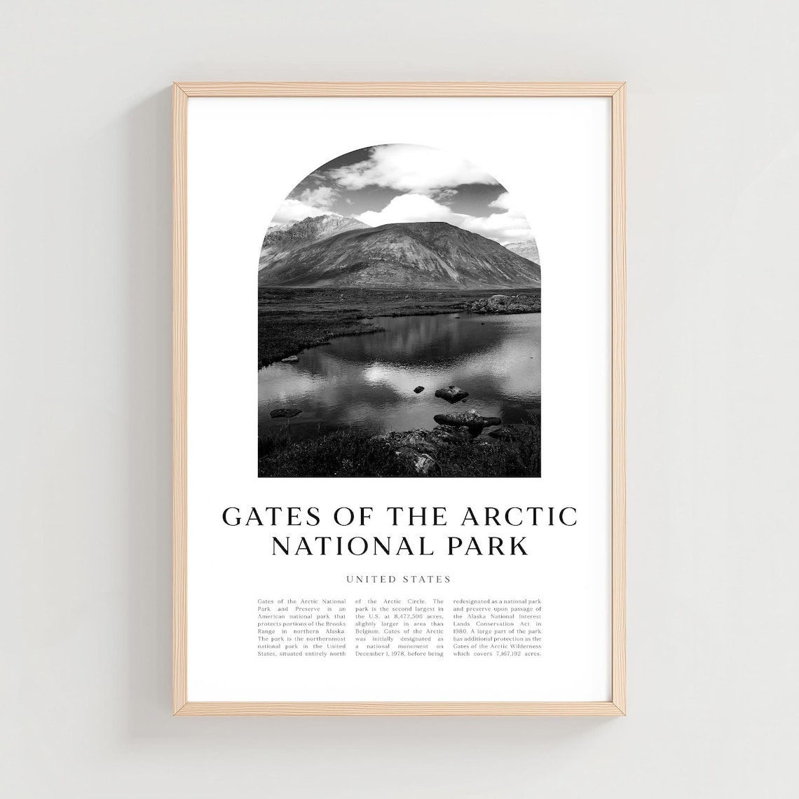 Gates of the Arctic National Park Alaska Lake Arch Travel Poster