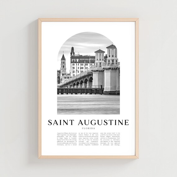 Saint Augustine Florida Historic Bridge Black White Photo Print