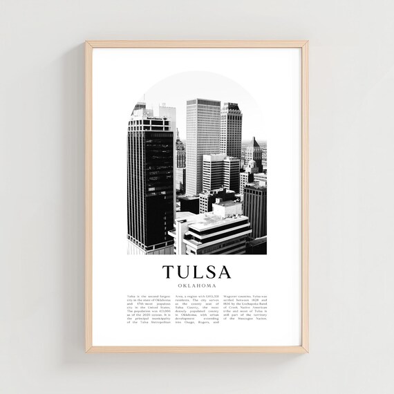 Tulsa Oklahoma Black and White Downtown Towers Arch Photo Poster