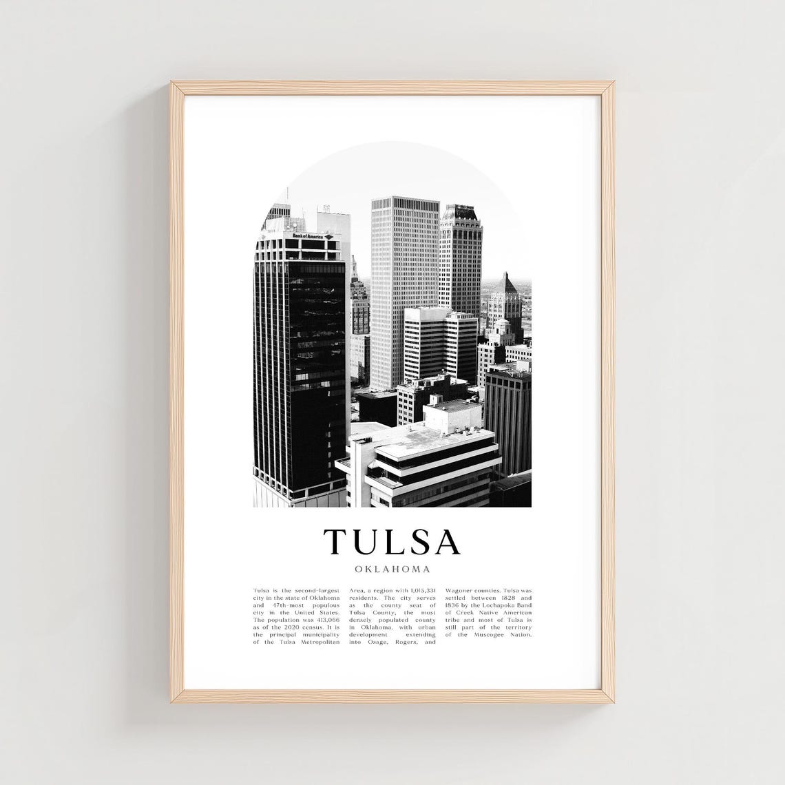 Tulsa Oklahoma Black and White Downtown Towers Arch Photo Poster